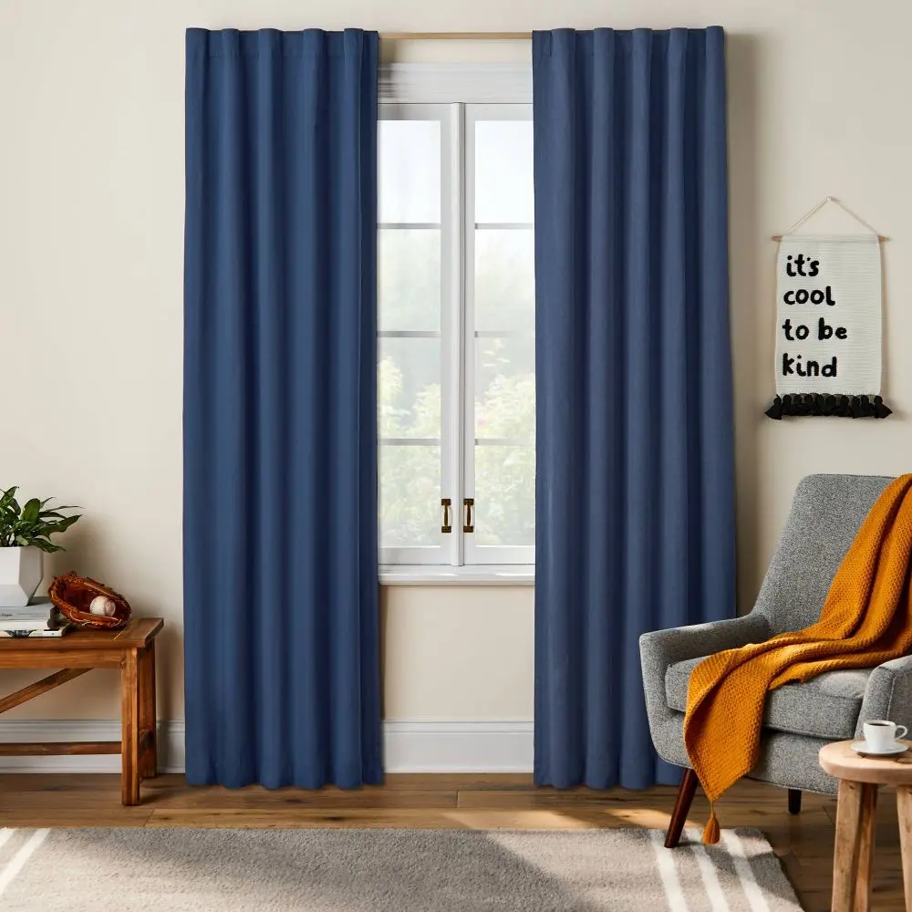 42"W x 84"L Twill Solid Kids' Blackout Window Curtain Panel Navy - Pillowfort 42"W x 84"L Twill Solid Kids' Blackout Window Curtain Panel Navy - Pillowfort
