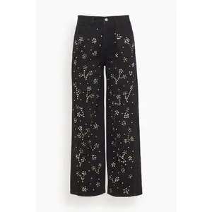 Etta Denim Studded Jeans in Black