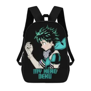 Cartoon Anime Midoriya-Izuku Academia Backpack for Women, Men, Unisex 17 Inch Schoolbag Backpack Rucksack Large Capacity Shoulder Bag Travel Bags Students Bookbag