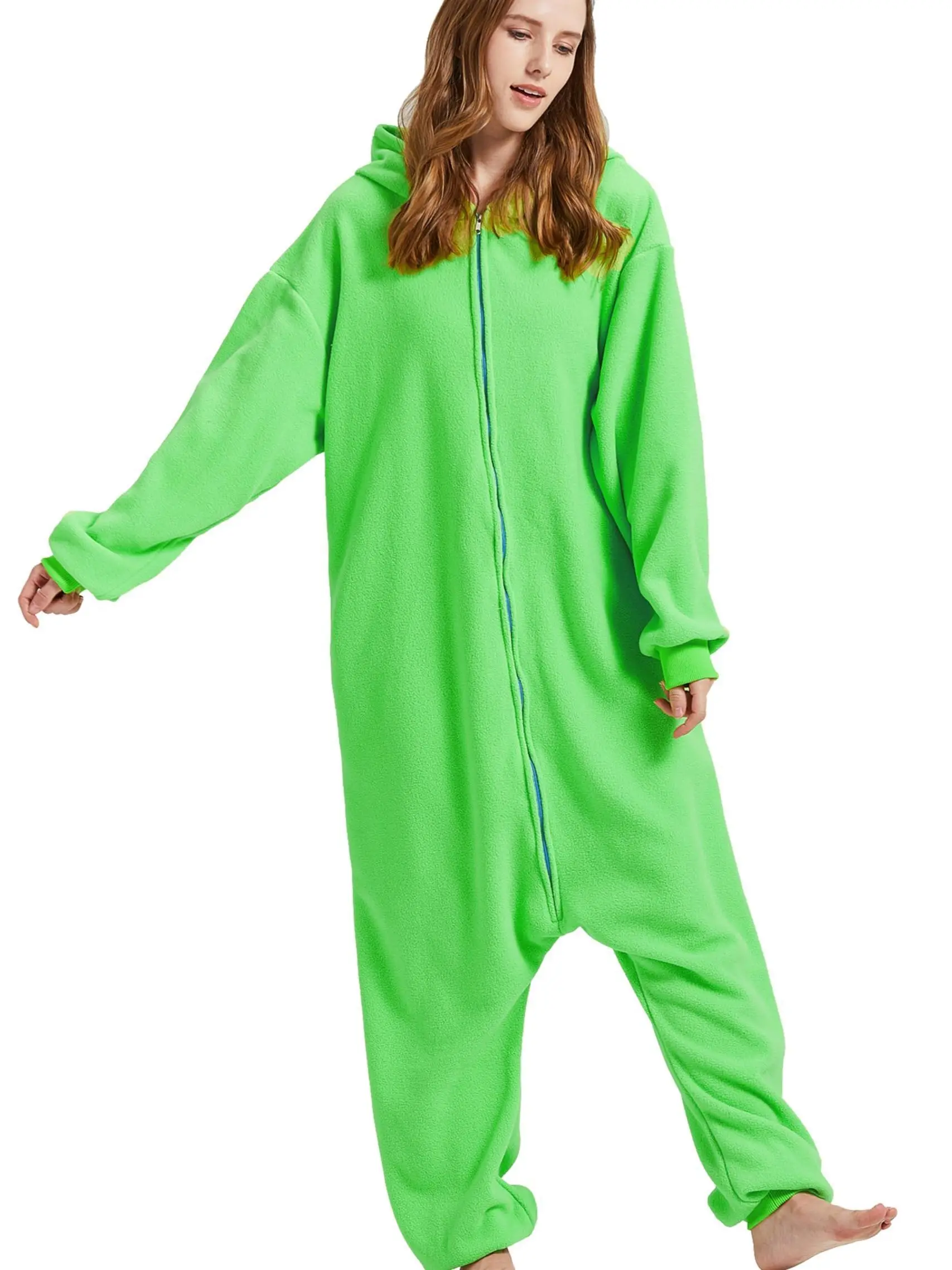 Women's Basic Alien Cartoon Costume Bodysuit - Loose, Long-Sleeve Cozy V-Neck, Soft Comfortable Cosmic Print All-Season Casual Loungewear for Halloween, Cosmic Party Look Cosplay Onesie