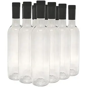 Plastic  Bottles & Screw Caps, Clear, 750ml - Pack of 12