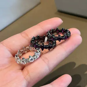 Premium Six-Claw Empress Super Shiny Full Diamond Horizontal Connected Multi Saturn Ring High-End Saturn Couple Ring