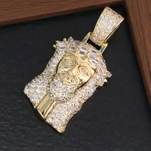 (31) #1 Jesus Face Pendant and Chain in 14K Laminategold - Waterproof ideal holiday