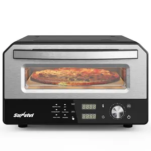 Sunvivi Electric Indoor Pizza Oven: Countertop Pizza Maker with 6 Presets, Heats up to 750℉, 12" Portable Pizza Cooker Warmer with Control Knob, Pizza Stone, Pizza Peel , Pie Maker for Home, Camping