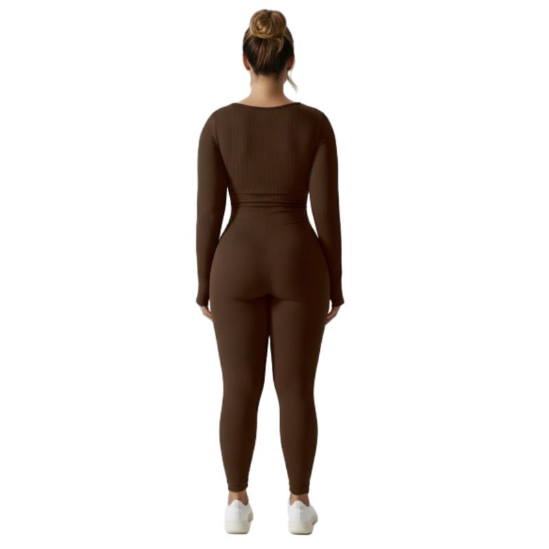 Women's High-Waisted Yoga Bodysuit Quick-Dry Long Sleeve Workout Top with Removable Pads High-Elasticity Slim Fit for Running Gym & Training Solid Black All-Season Fitness Apparel Tummy Control Jumpsuit Stylish Activewear