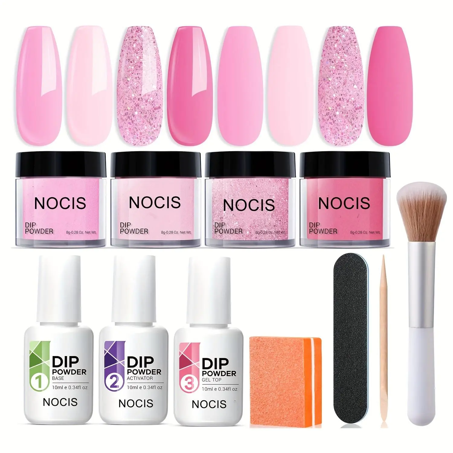 Long-lasting Dip Powder Nail Kit, 11pcs/set French Style Glitter Nail Art Manicure Nail Gel Nail Polish Kit, Perfect for Beginners and Ladies and Girls, Durable