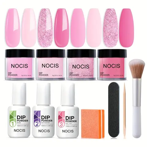 Long-lasting Dip Powder Nail Kit, 11pcs/set French Style Glitter Nail Art Manicure Nail Gel Nail Polish Kit, Perfect for Beginners and Ladies and Girls, Durable, DIY Manicure
