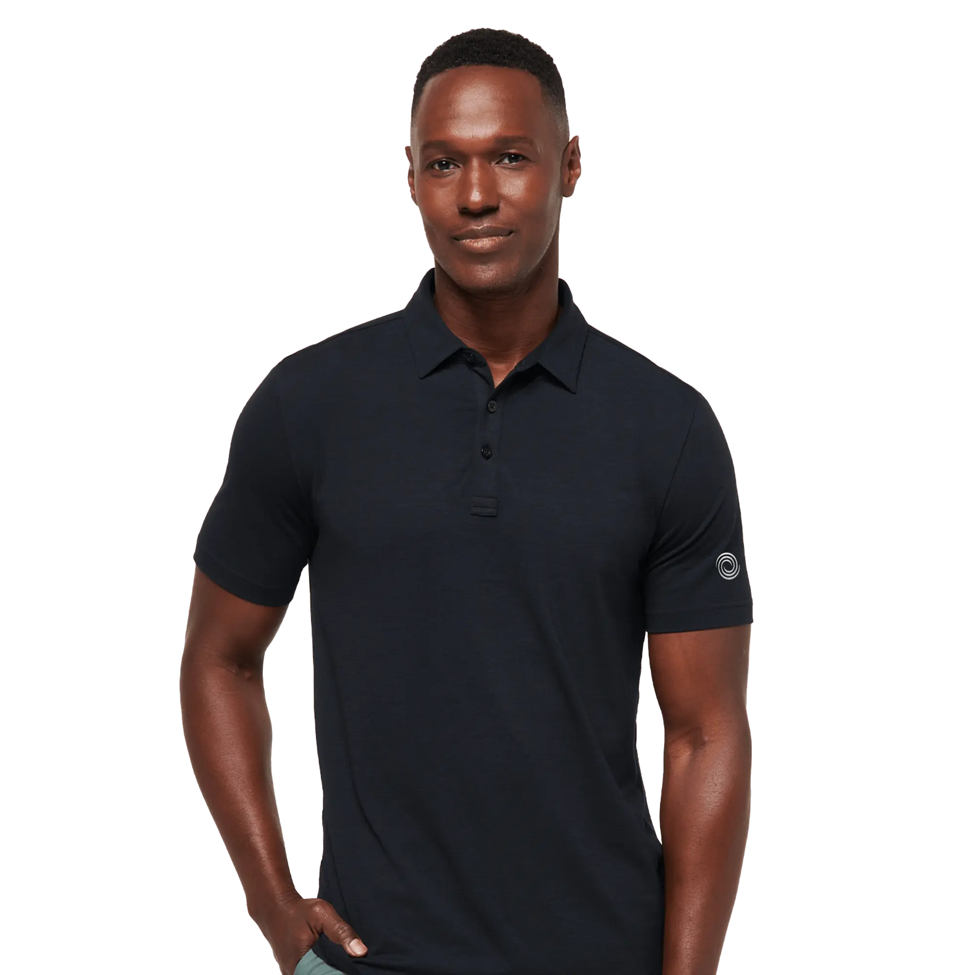 Travis Mathew Men's Heater Polo Shirt Odyssey Swirl in Black | Size: Medium