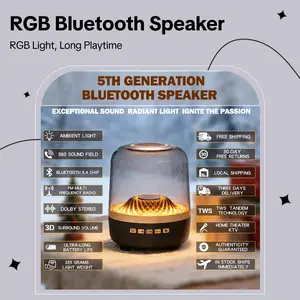 Bluetooth Speaker RGB Full Color Lighting Portable Stereo Long Battery Life for Kids Audio
