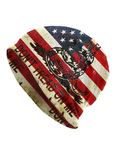 1PC	Outdoor Hats Graphic Hat American Flag And Viper On Rusted Metal Door Don't Tread On Me Thin Hat Bonnet Hipster Skullies Beanies Caps Men Women's Earmuffs