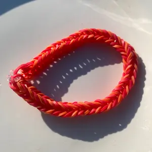 Campfire Bracelet Waterproof Handmade Rainbow Loom Stretchy Red and Orange Bracelet for Outdoor Activities