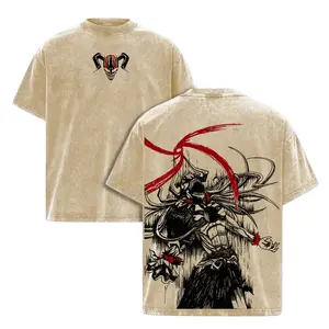 Ichigo Kurosaki Bleach Tee & Hoodie Washed – Vintage Oversized Heavy Cotton Anime Manga Hoodie & T-Shirt, Double Printed Retro Unisex Streetwear Graphic Tee, Soul Reaper Bankai Edition Japanese Anime Merch