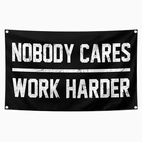 Nobody Cares Work Harder Motivational Gym Banner 3x5 Feet With 4 Brass Gaskets Tapestry Flag Polyester Wall Hanging, Inspire Your Fitness Wall Decor, Motivational Wall Decor for Fitness Centers Decorative Tapestry Wall Tapestries Room Decor