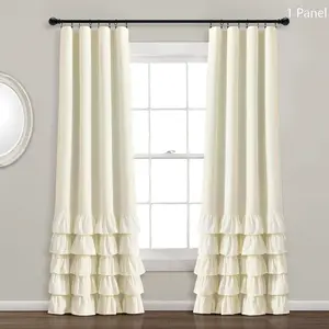Lush Decor Allison Ruffle 100% Lined Blackout Single Window Curtain  - Sold Individually - Panel Flat Weave Microfiber Fabric 40 Inches Wide Energy Efficient Privacy Panel