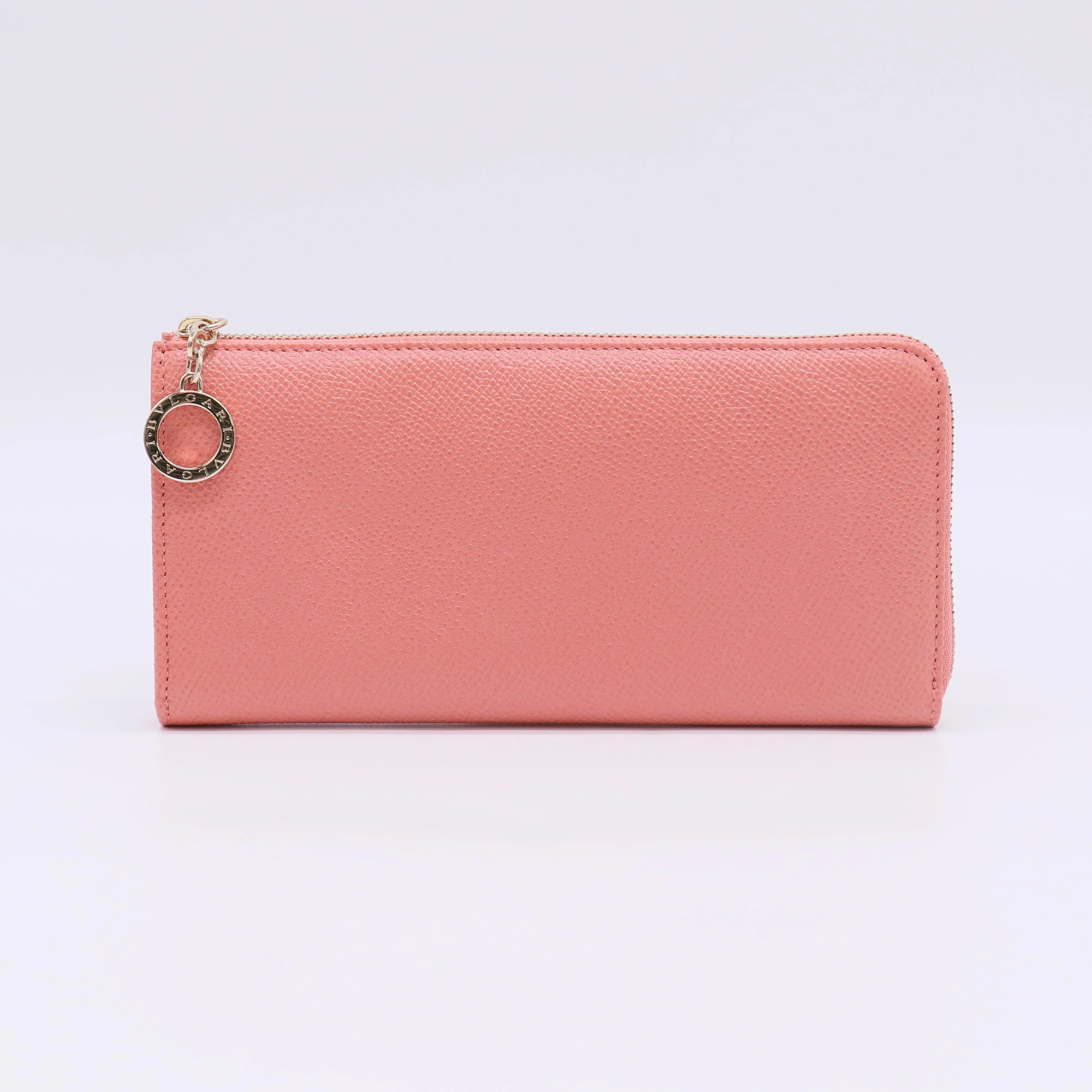 Pre-owned Bvlgari Leather Small Leather Goods Pink Zip Around Wallet W22702