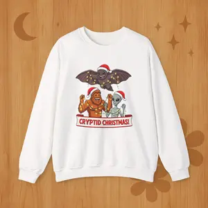 Cryptid Christmas Sweatshirt | Bigfoot Alien Mothman Holiday Crewneck