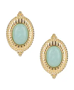 Oval Button Cabochon Earrings - Museum