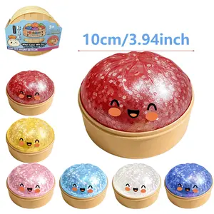2026 New Glitter Dumpling Squishy with Steamer Box, Soft Sensory Squeeze Toy for Stress Relief, Mystery Glitter Dumplings, Decompression Dough, for Home Office Party