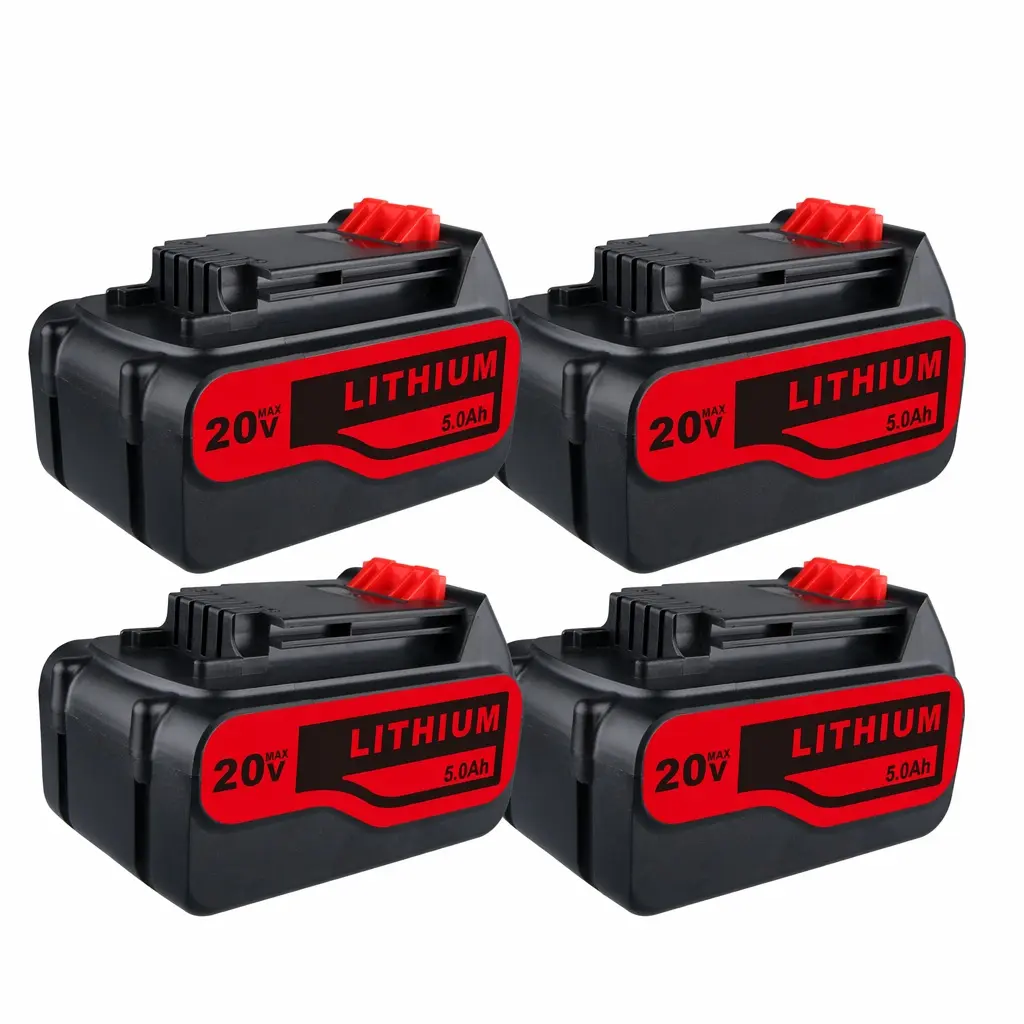 4-Pack 20V MAX 5.0Ah 5000mAh Lithium-Ion Replacement Batteries Compatible with Black & Decker LB2X4020, Rechargeable Battery Packs for Cordless Power Tools