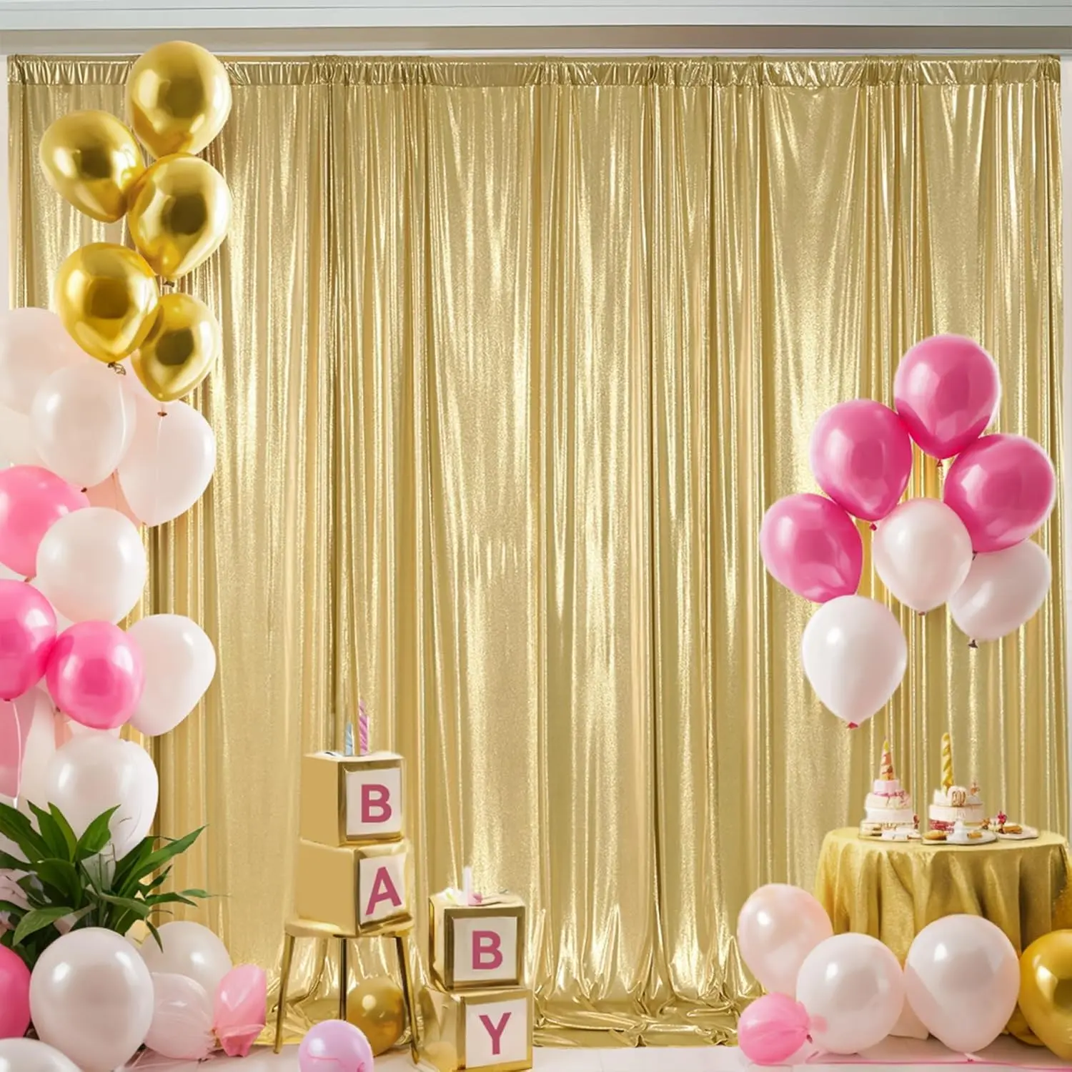 10x10 ft Wrinkle Free  Sequin Backdrop Curtain for Parties,Thick Not Fall-Off Glitter Wedding Backdrop Drapes,2 Panels 5x10ft Shimmer Photo  Drop Cloth for Graduation Photography Background