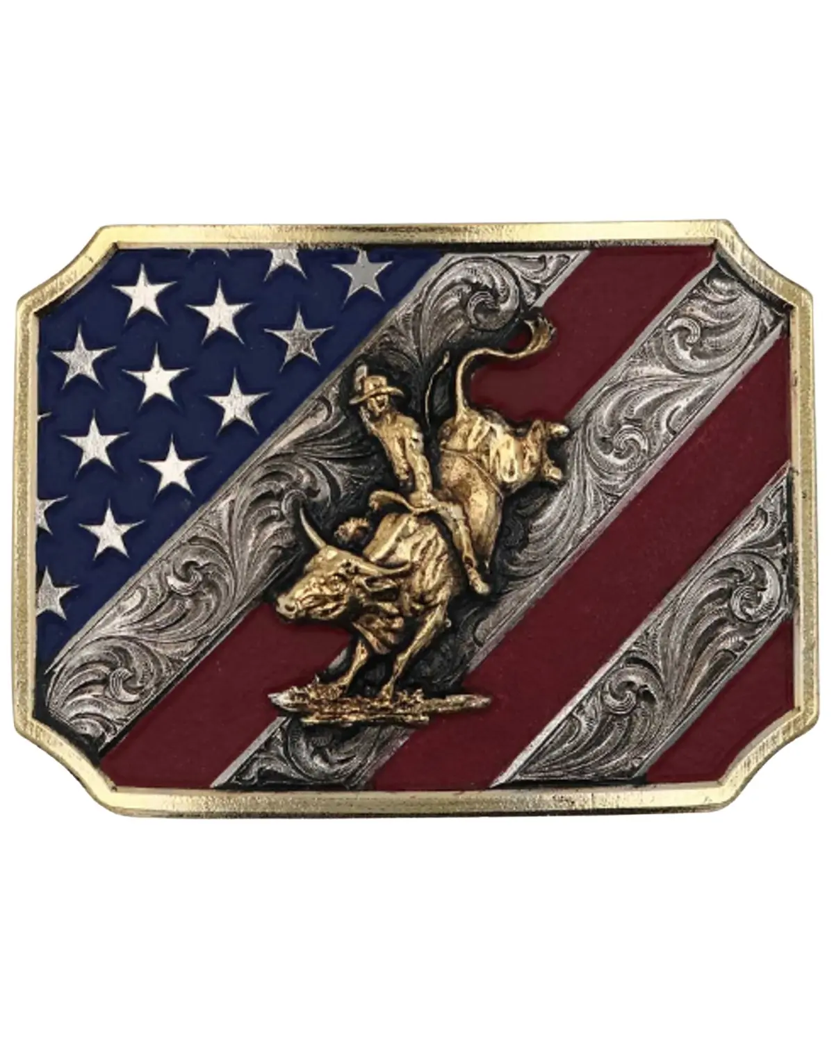 Montana Silversmiths Men's Men'S Patriot Bull Rider Belt Buckle - A865