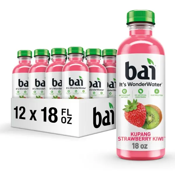 Antioxidant Infused Water Beverage, Kupang Strawberry Kiwi, with Vitamin C and No Artificial Sweeteners, 18 Fluid Ounce Bottle, 12 Pack