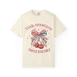 Star-Spangled Sweetheart T-shirt | Patriotic Cherry Bow