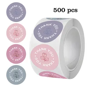500PCS Rose Print Thank You Self Adhesive Stickers for Gifts and Decorations, 1-inch Thank You Seal Stickers for Birthday and Wedding