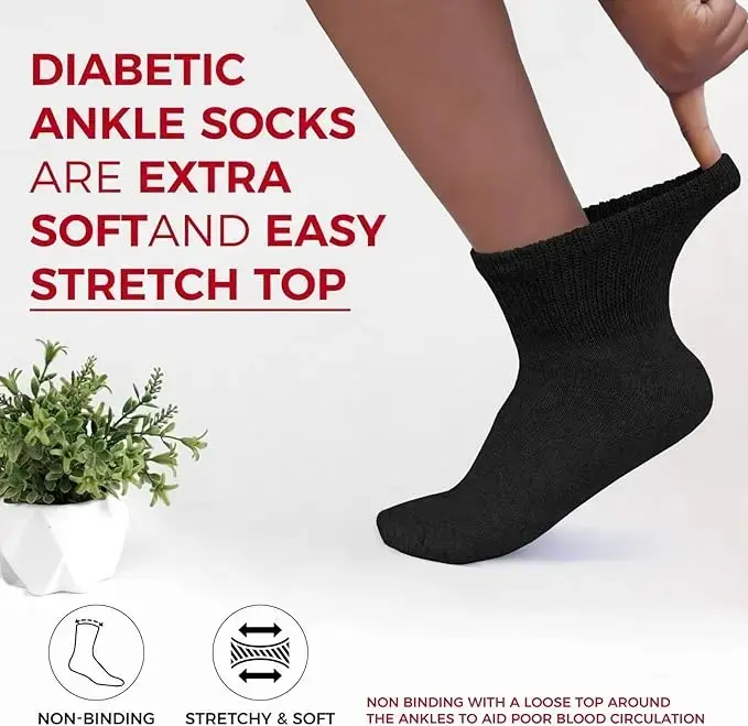 Men's Menswear Quarter Socks - Doctor-Approved Non-Binding Cushioned Cotton Socks for Diabetic Circulation Support