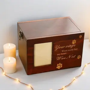 Cross-Border Hot-Selling Animal Pet Urn with Frame Cat Dog Coffin Funeral Supplies Solid Wood Pine Urn Ash Box for Worship Tree Branch Design Dog Chew Toy stuffed
