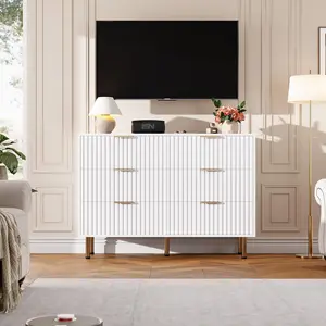 RT-Bedroom Dresser Sets, 6 Drawer Dresser for Bedroom, Modern Chest with Spacious Deep Drawers, Wooden Organizer, for Living Room, Hallway