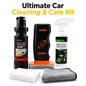 3-Pack Car Care Kit - Automotive Interior Stain Remover, Headlight Polish, Glass Water Spot Remover for Car Washing & Maintenance