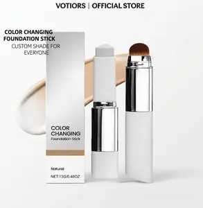 VOTIORS  Korean Color-Changing Foundation Stick with Built-In Brush, Creamy Blendable Face Makeup for Natural Coverage