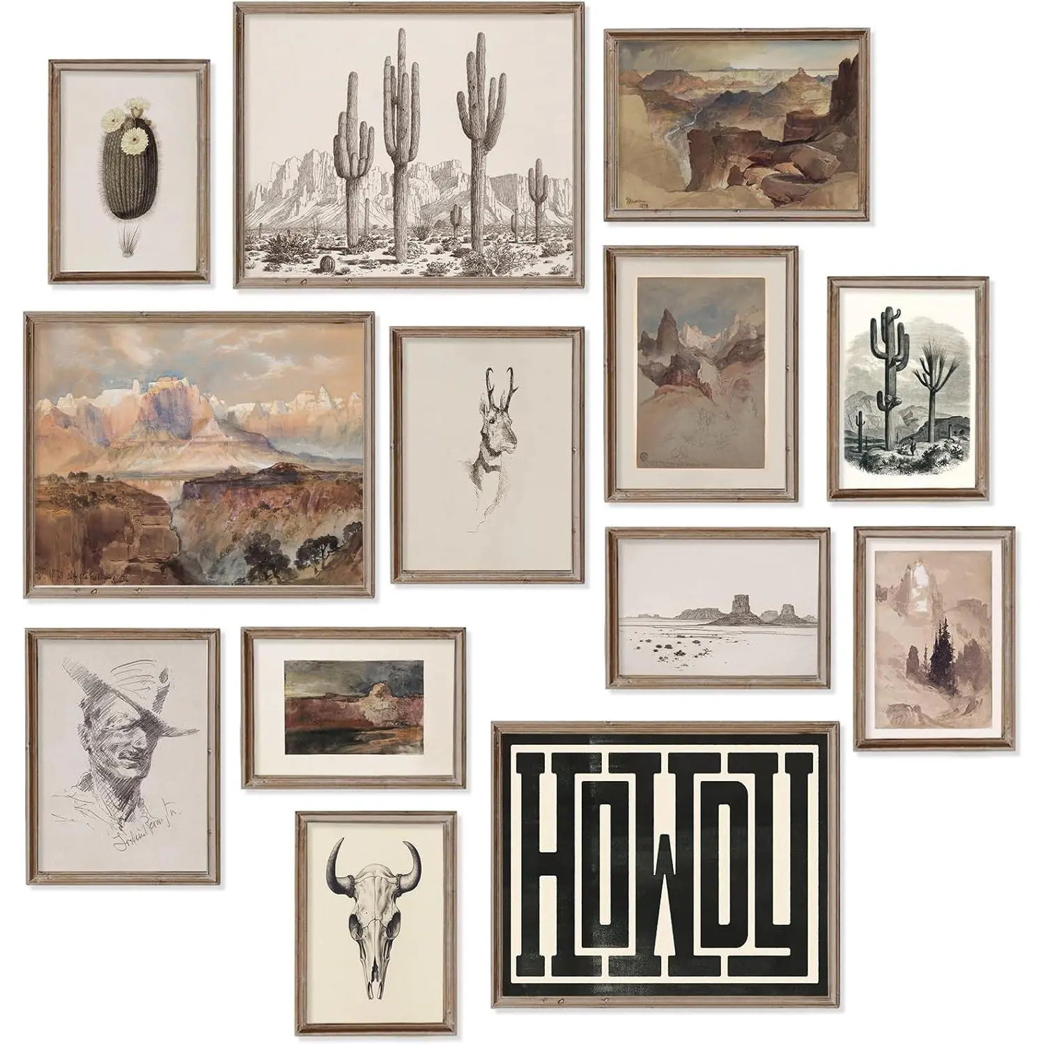 Western Decor Vintage Western Wall Decor,Farmhouse Cowboy Decor Wall Art,Boho Ranch Landscape Art Prints Canyons Cacti Desert Southwestern Wall Decor Aesthetic Pictures,Rustic Southwestern Artwork Prints ,Unframed Gifts Paintings