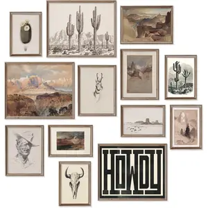X-SO51Western Decor Vintage Western Wall Decor,Farmhouse Cowboy Decor Wall Art,Boho Ranch Landscape Art Prints Canyons Cacti Desert Southwestern Wall Decor Aesthetic Pictures,Rustic Southwestern Artwork Prints ,Unframed Gifts Paintings