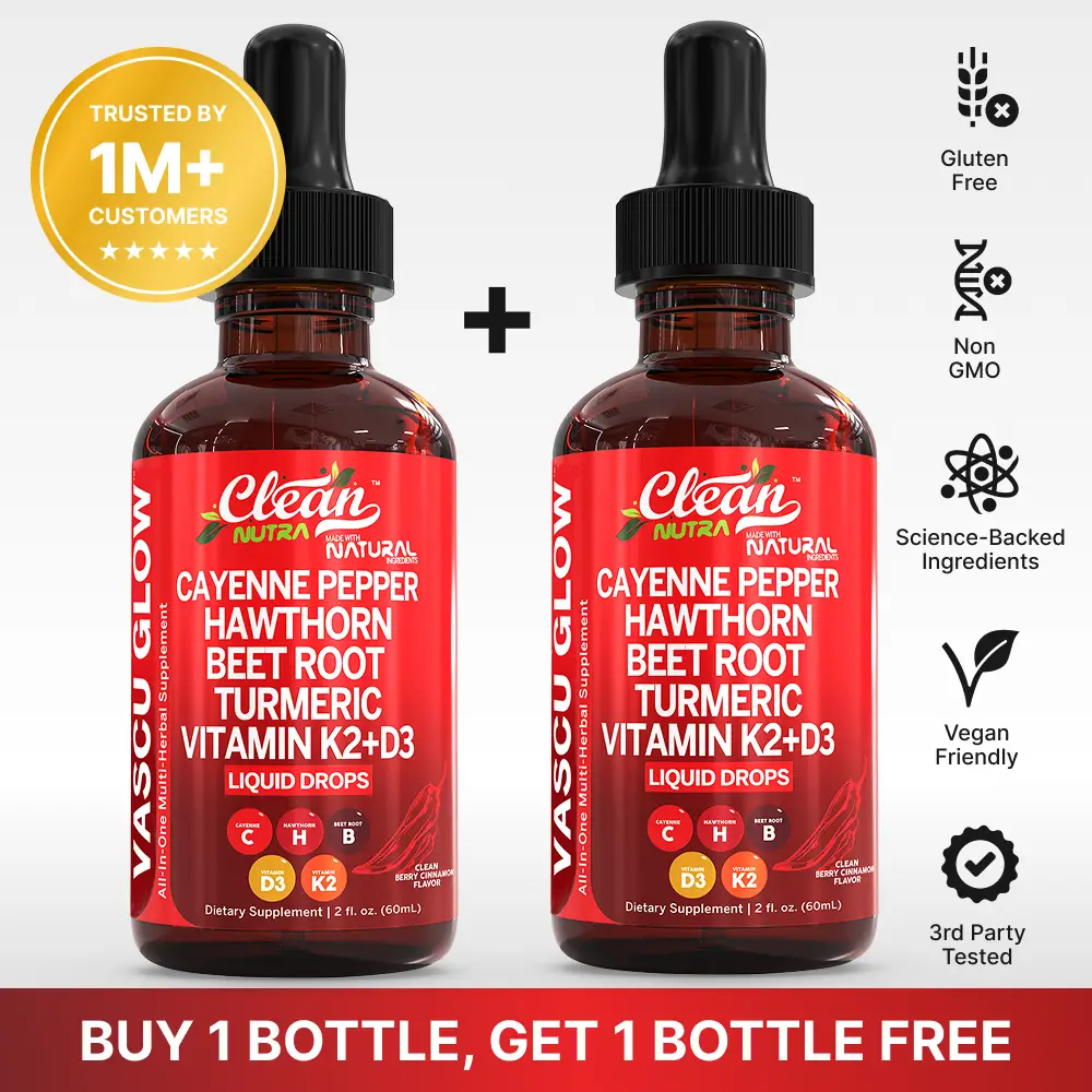 BOGO Cayenne Pepper Supplement Liquid Drops + Hawthorn Berry, Vitamin D3 K2 Orga...