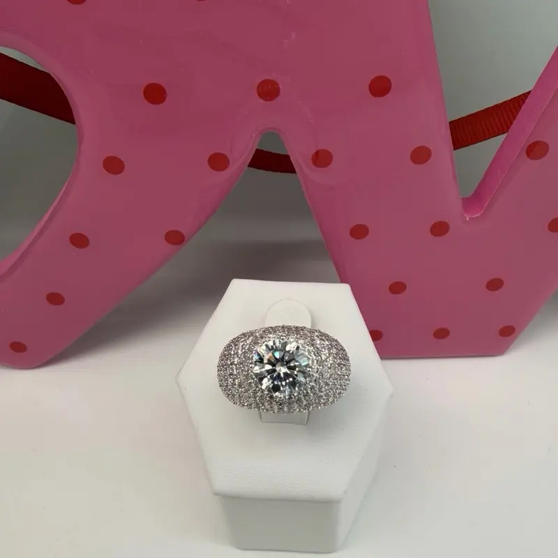 (R13) Silver Big Diamond Ring with Rhinestone for Women Elegant Jewelry Gift
