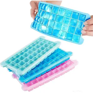 3 Pack Silicone Ice Cube Trays with Lid (Teal, Blue, Pink)