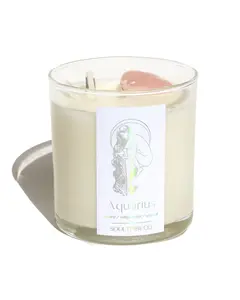 Aquarius Crystal Infused Soy Candle | Birthday Gift | Zodiac Candle | Crystal Candle Decor Ornaments Freshener