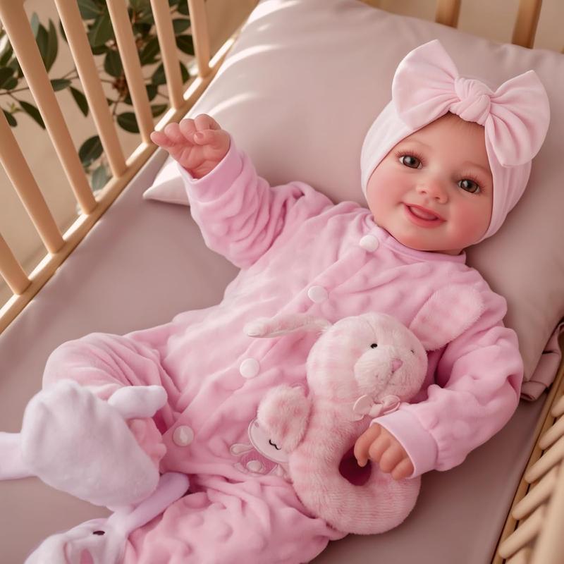 BABESIDE Reborn Baby Dolls Sunny - 17Inch Realistic Baby Doll with Soft Fabric Body Cute Face Poseable Smiling Doll Real Life Baby Dolls with Complete Accessories for 3+ Years Old Gift