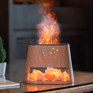 Humidifiers & Air Purifier for Home & Office, Essential Oil Aroma Diffuser Home with Night Light, Flame Salt Lamp, Room Decor for Girls