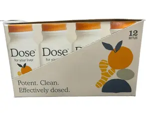 DOSE For Your Liver Organic Daily Detox Shots 2oz | Turmeric Milk Thistle Dandelion Liver Cleanse & Detox Support, USDA Organic, 2/6/12 Pack
