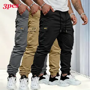 Men's solid color tactical work pants with multiple pockets and drawstring design, durable outdoor training pants, available in multiple colors, suitable for fishing, outdoor activities, work, hiking, camping, and spring and autumn wear. ？ 。 。