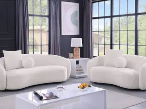 Best Quality S90-SL 2 pc Martinque Beige Teddy Bear Sofa and Love Seat Set with Rounded Arms and Backs