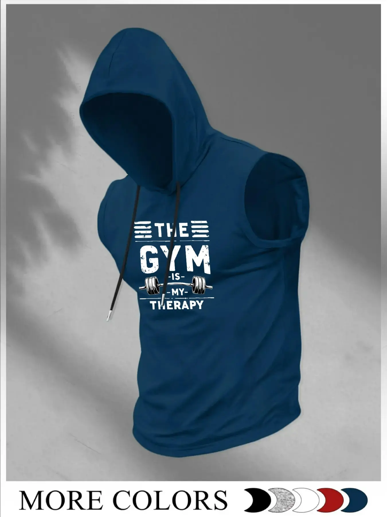 Men's Motivational Quote Hooded Muscle Tank, Retro Fitness Streetwear Fashion, Premium Comfortable Material, Relaxed Fit Silhouette, Suited for CrossFit, Running & Modern Urban Style, Great for Motivated Gym Goers