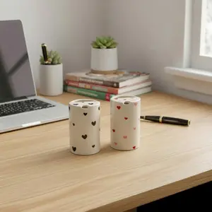 Handmade Pottery Mug Ceramic Coffee Mug - Red Hearts Travel Mugs, Microwave & Dishwasher Safe. Unique Gift for Girls, Coffee Lovers & Anniversaries