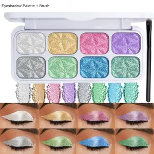 8 Colors Macaron Chameleon Highlighter Eyeshadow Powder, Shimmer Glossy, Fine Texture Waterproof
