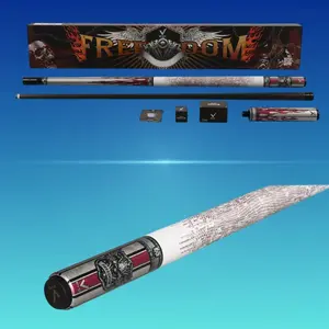 EVO Freedom Maxbing Edition Cue - Crimson Flame, White Leather Wrap, Carbon Fiber Shaft, Ultra-Stiff 3/8-8 Joint, Complete Player Kit