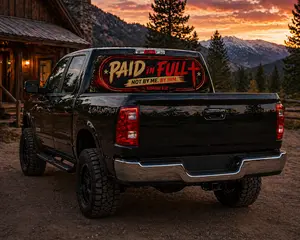 Paid In Full Christian Truck Decal | Romans 8:37 Rear Window Wrap | Faith-Based Truck Graphic