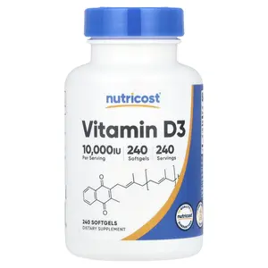 Nutricost Vitamin D3, 250 mcg (10,000 IU), 240 Softgels